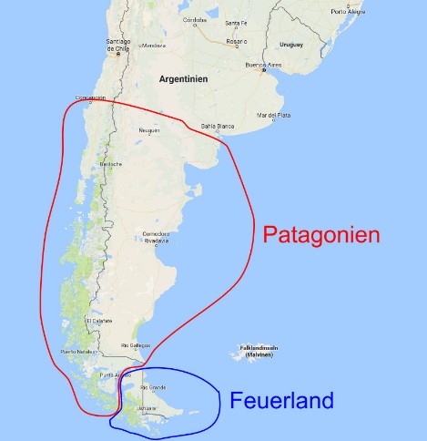 Karte Patagonien