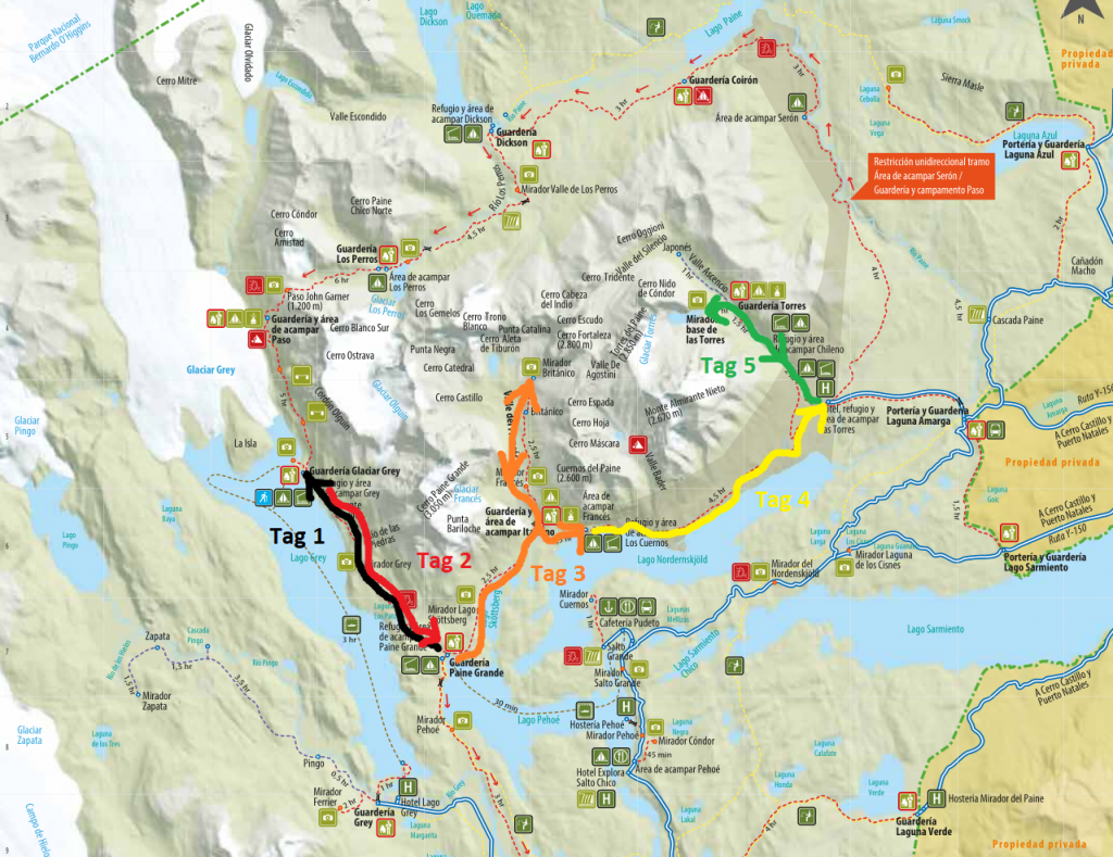 Karte Torres del Paine