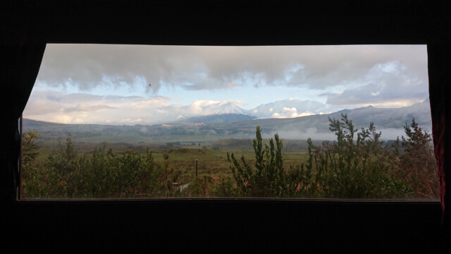 Blick aus unserem Zimmer auf den Cotopaxi Nationalpark