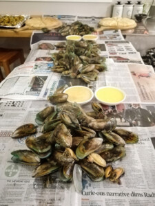 Green tipped mussels