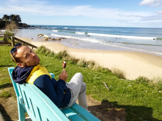 Tobi am Strand in den Catlins